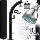 KESSER® Buitendouche zonneenergie - Tuindouche Solar 20 Liter Warm Water max. 60°C Camping Douche Geïntegreerde metalen douchebak inclusief Beschermhoes - Zwart