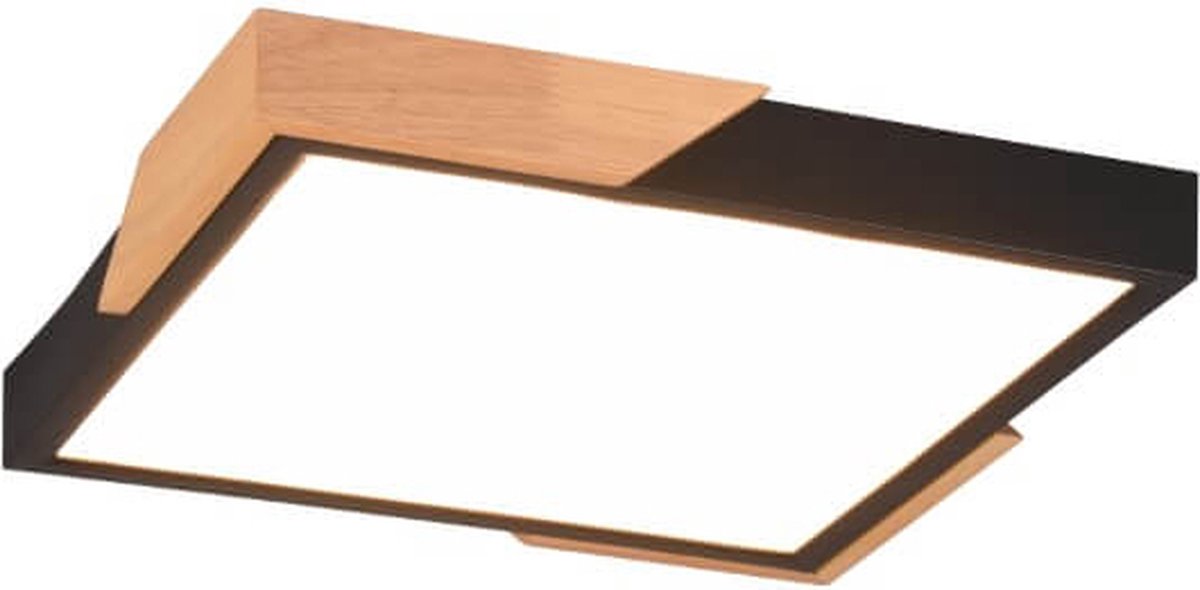 Reality - LED Plafondlamp - Plafondverlichting - 20W - Warm Wit 3000K - Dimbaar - Vierkant - Zwart - Kunststof