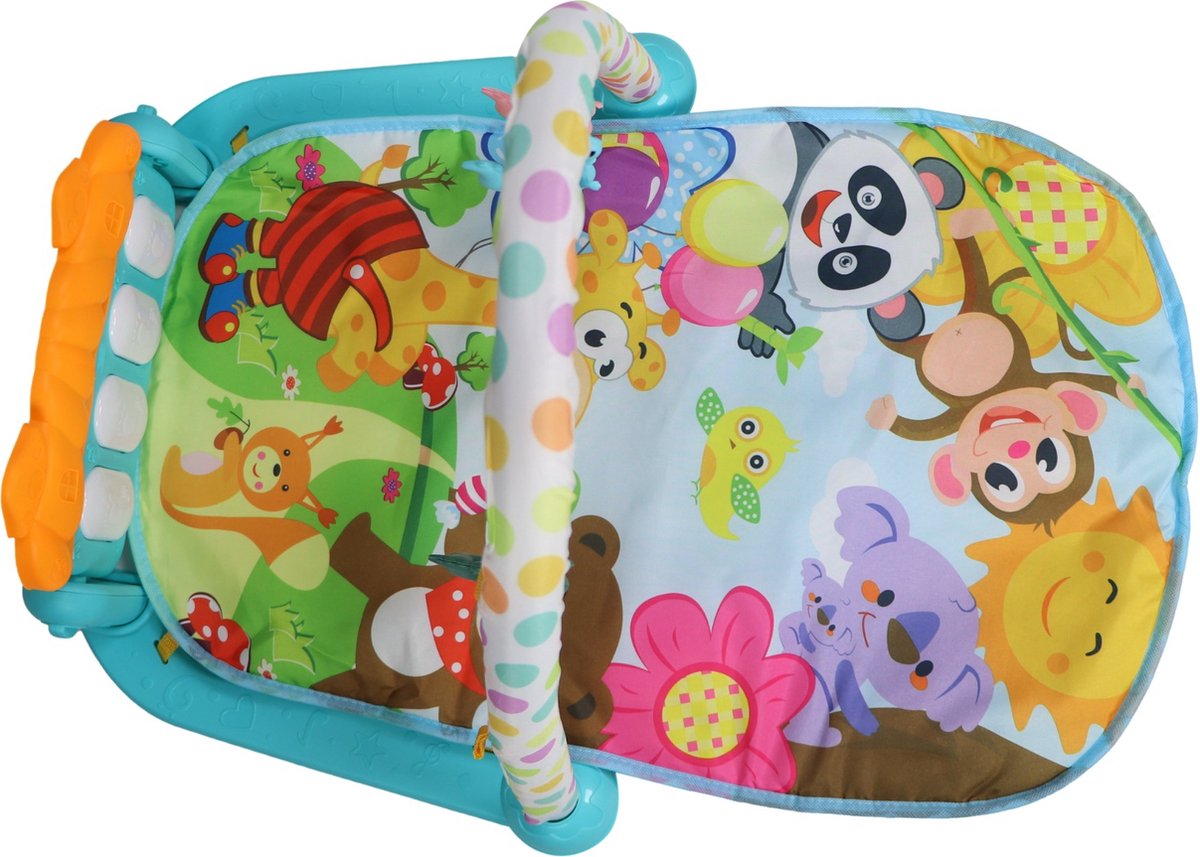 Moni Toys - Piano Activiteiten Speelkleed - Multicolor - Met Speelboog, Spiegeltje & Muziek - Educatief Baby Gym - Vanaf 0 Maanden — afbeelding 9