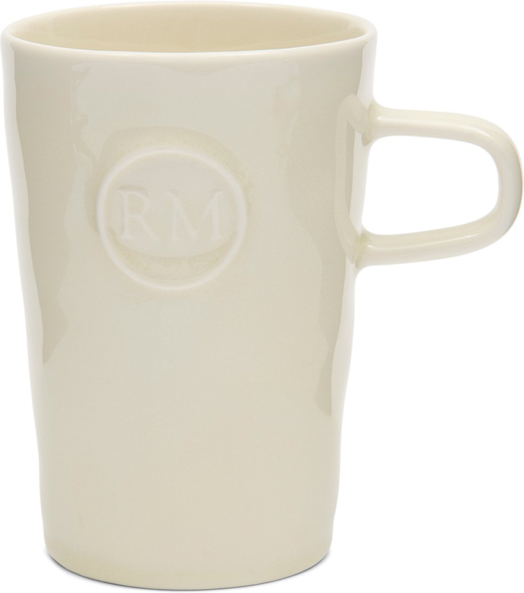 Riviera Maison Theemok Rond Wit - Portofino Mok - Steengoed - 460ml - (LxBxH) 13x9x13