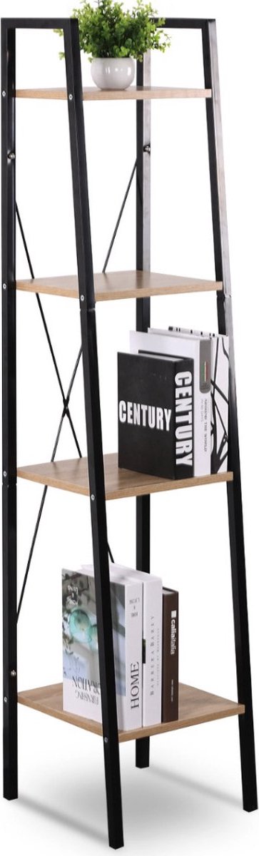 Bolt Edge Boekenkast - Industrieel - Bruin - 4 Lagen - 34x35x148cm - Boekenrek