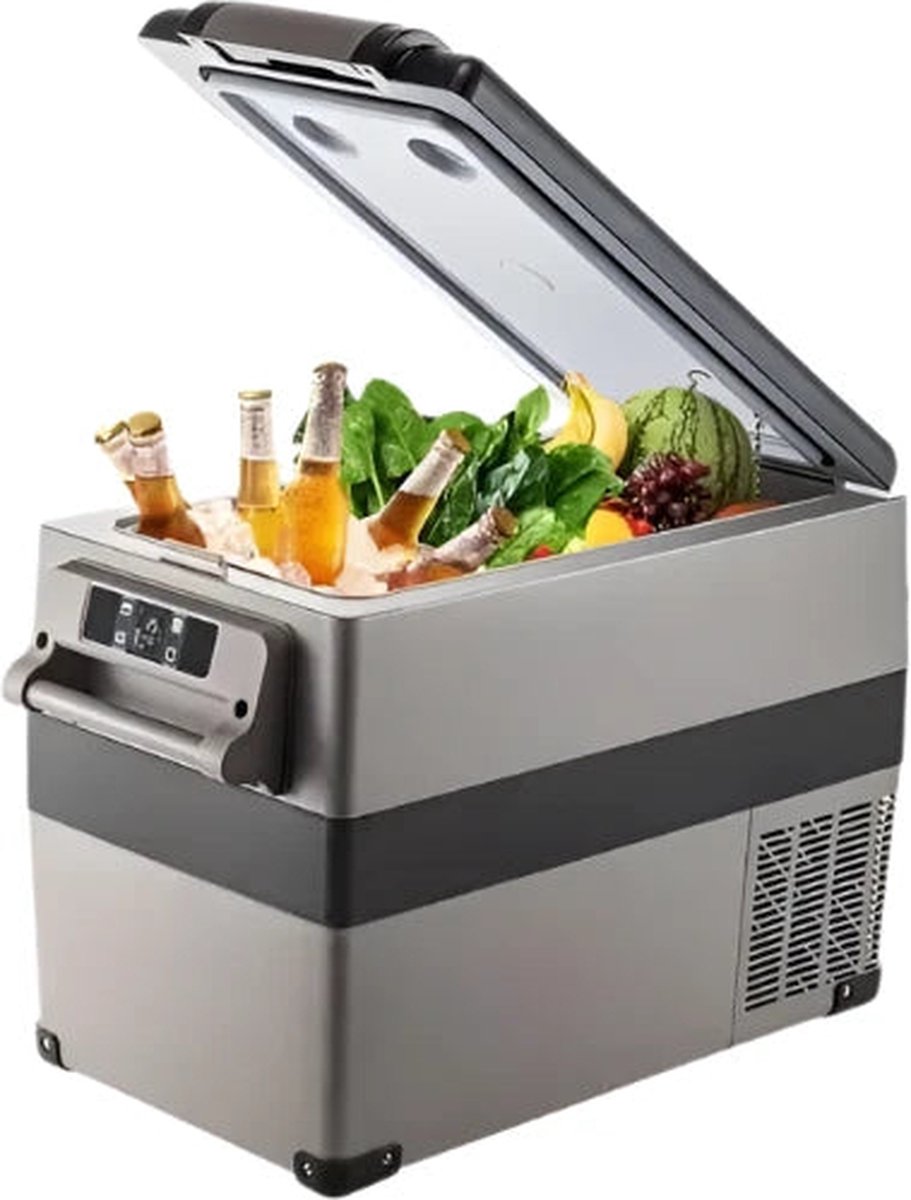 Mini koelkast - Mini koelkast voor drankjes - Mini auto koelkast - Draagbare compressor koeler - Koelbox voor kamperen - 35L - 12/24V DC - 110-240V - Grijs
