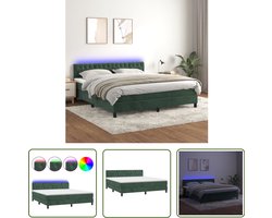 vidaXL Boxspring - Fluweel - LED - 160x200 cm Boxspring - Led Boxspring - Fluweel Boxspring - Hoofdboard - Pocketed Spring Mattress
