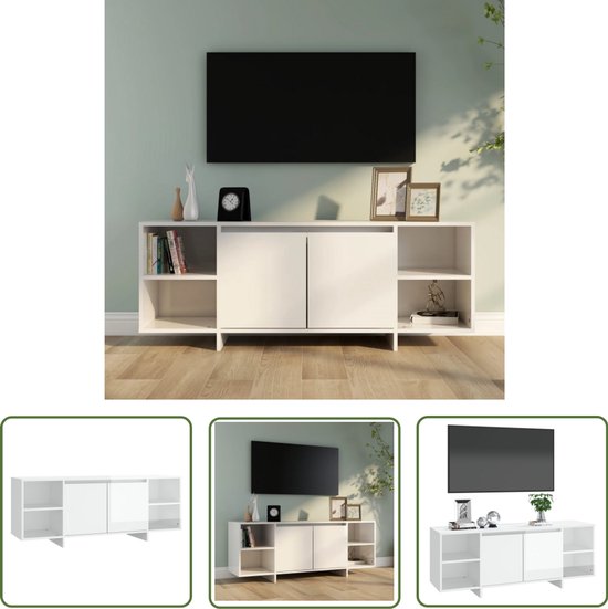 vidaXL Tv-meubel met LED-verlichting 260x35x40 cm hoogglans wit