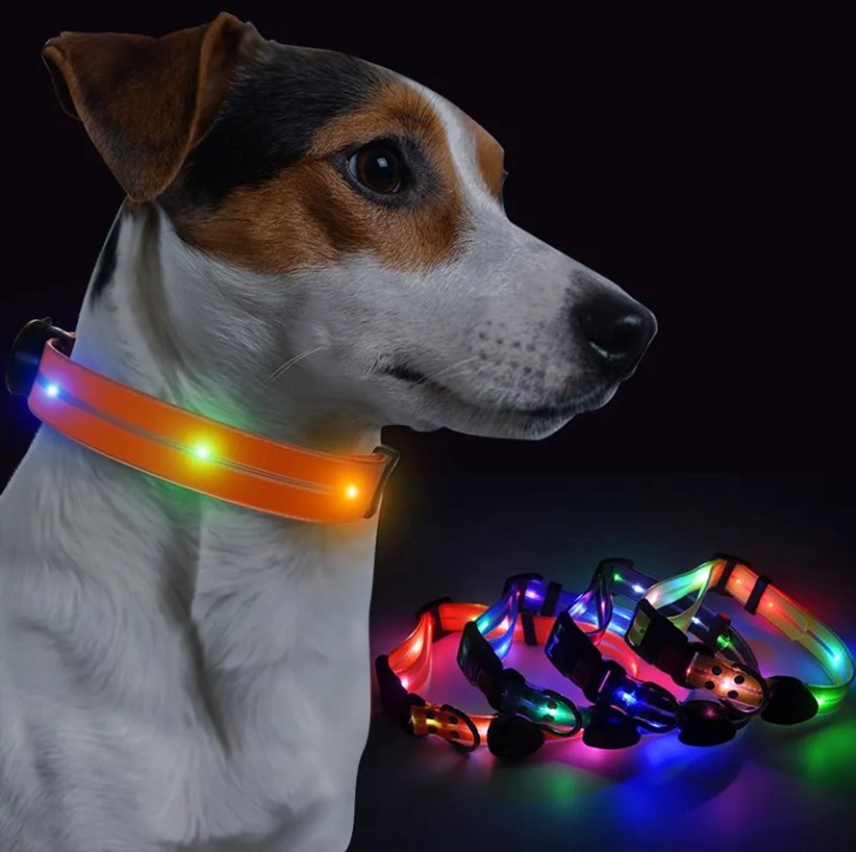 EYZ Led honden halsband - Oplaadbare waterdichte LED verlichte verstelbare Lichthalsband - verstelbare en weerbestendige Lichthalsband voor buitenlopen _Oranje_L_45-70cm