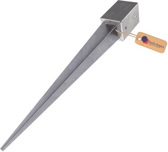 GeZu Impex Support de Poteau à Enfoncer 71 x 71 x 900 mm Galvanisé à chaud | douille enfoncer piquet cloture bois clôture ancre
