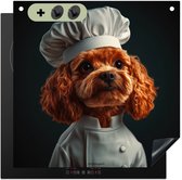KitchenYeah® Protection plaque induction 60x60 cm - Brun - Cuisinier - Chien - Protege plaque de cuisson - Couvre plaque induction - Protecteur d'induction - Cuisine