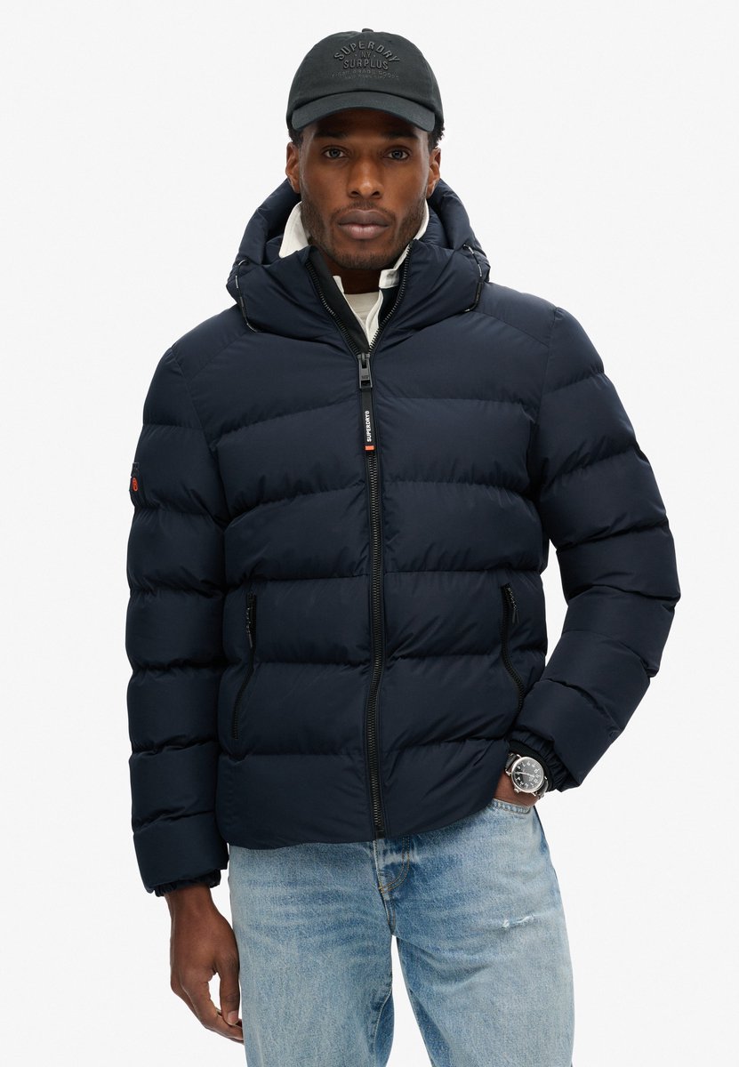 Superdry HOODED SPORTS PUFFER JACKET Heren Jas Blauw