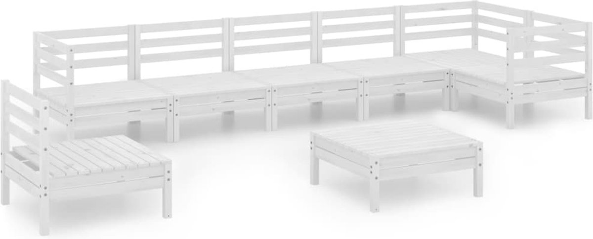 The Living Store 8-delige Loungeset massief grenenhout wit - Tuinmeubles - Lounge Set - Hout - Witte Tuinmeubels - Buitendecoratie