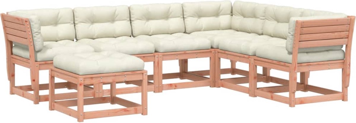 The Living Store 7-delige Loungeset met kussens massief douglashout - Loungeset - Tuinset - Hout - Douglashout - Lounge