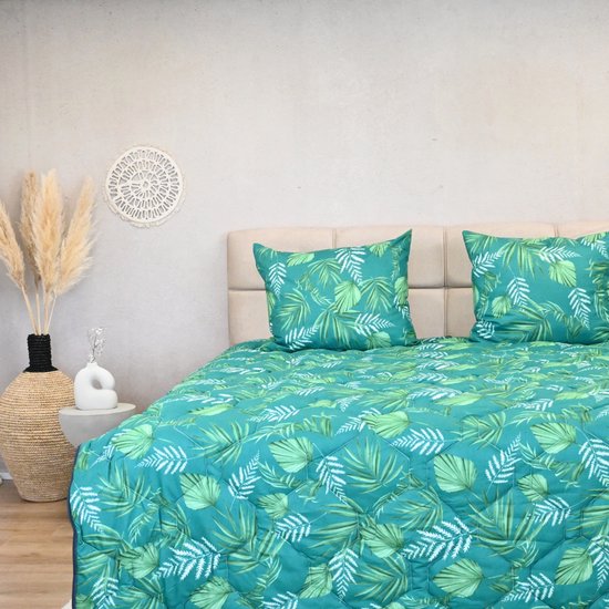 Dekbed, 220 x 240 cm, zomerdekbed, licht botanisch patroon