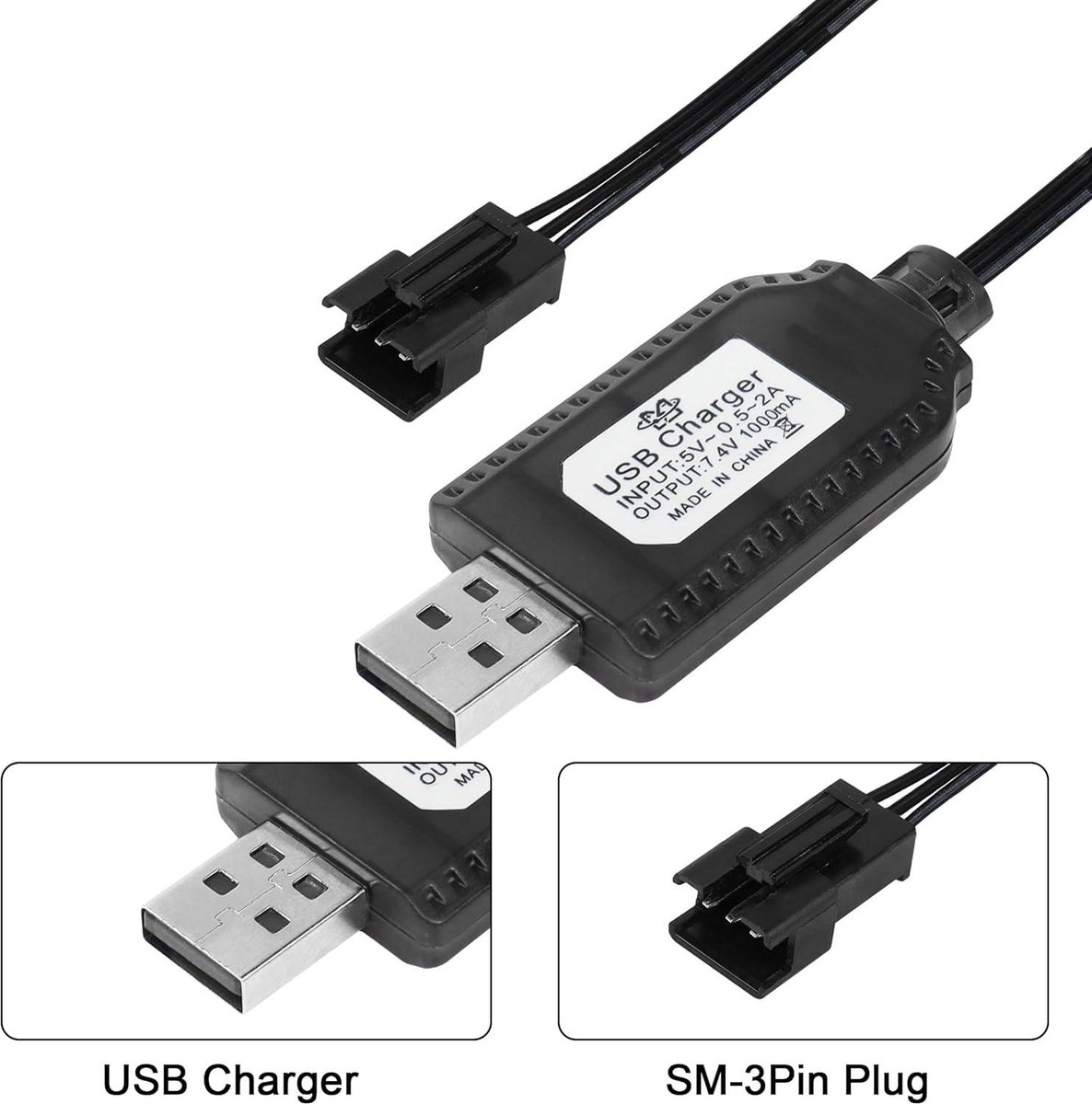 Cargador USB para baterías Lipo de 7,4 V, 2S, 7,4 V, 1A, con conector