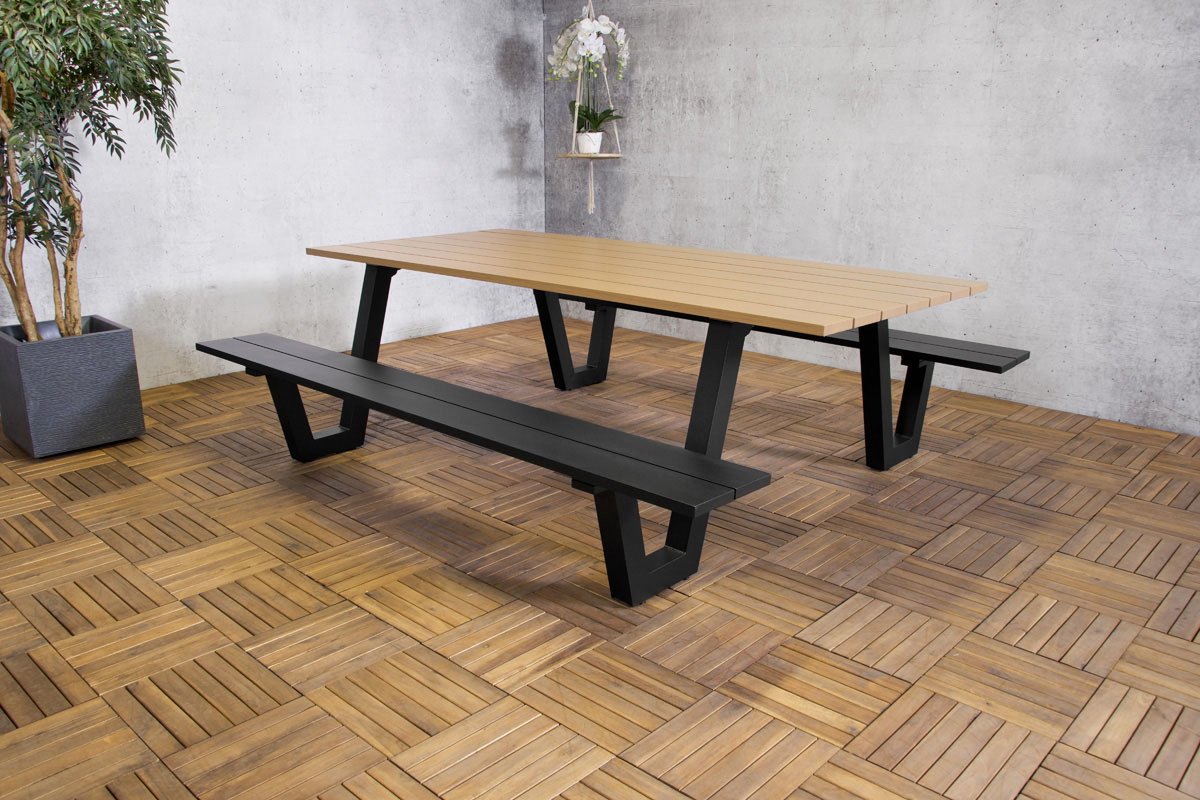 Sens-Line Lorenzo Picknicktafel 220cm - Bruin - Aluminium