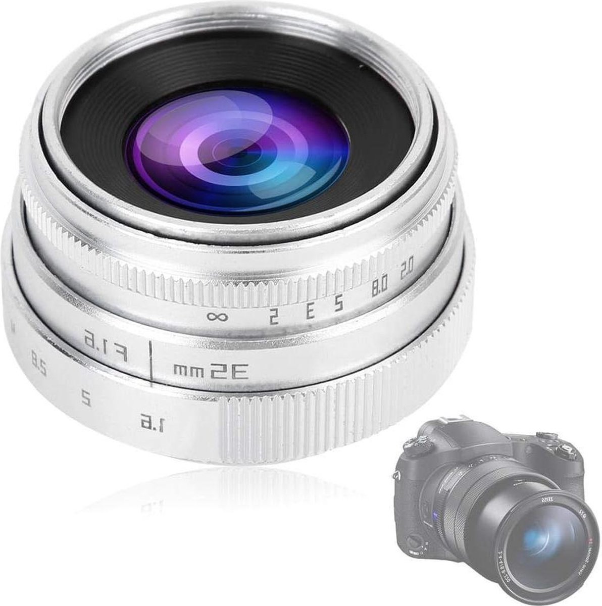 35 mm F1.6-16 CCTV C-mount Lens Groot Diafragma Voor NEX M 4/3 FX - Handmatige Scherpstelling - Aps-c Framelens (Zilver) .
