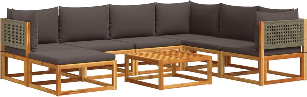 The Living Store 8-delige Loungeset met kussens massief acaciahout - Loungebank Set - Tuinset - Loungehoekbank - Acacia Hout - Outdoor Furniture The Living Store 8-delige Loungeset met kussens massief acaciahout - Loungebank Set - Tuinset - Loungehoekbank - Acacia Hout - Outdoor Furniture - Image 1