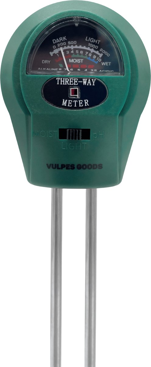 Vulpes Goods® Vochtmeter Planten - 3-in-1 - Vochtigheidsmeter Planten - Bodem Vocht Meter - pH, Lichtmeter en Vochtigheidsmeter - Bloemen/Planten - Tuinaarde Testen