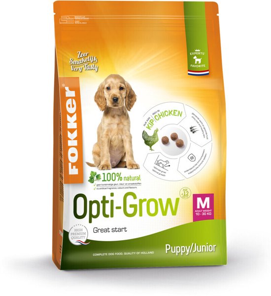 Fokker Opti-Grow Hondenvoer M - 3 x 2,5 kg - Voordeelverpakking
