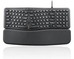 Perixx Periboard-536B Bedraad Ergonomisch Gesplitst Toetsenbord – Golfvormig – Stille toetsen - Afneembare polssteun - QWERTY/US