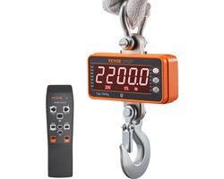VEVOR Digitale Hangweegschaal 9 tot 1000 kg Kraanweegschaal lbs/kg/N Trekweegschaal 0,2 kg Nauwkeurigheid Spelweegschaal Industriële Weegschaal LED-Display Hangweegschaal Mini Draagbare Weegschaal met Afstandsbediening 9 Functies