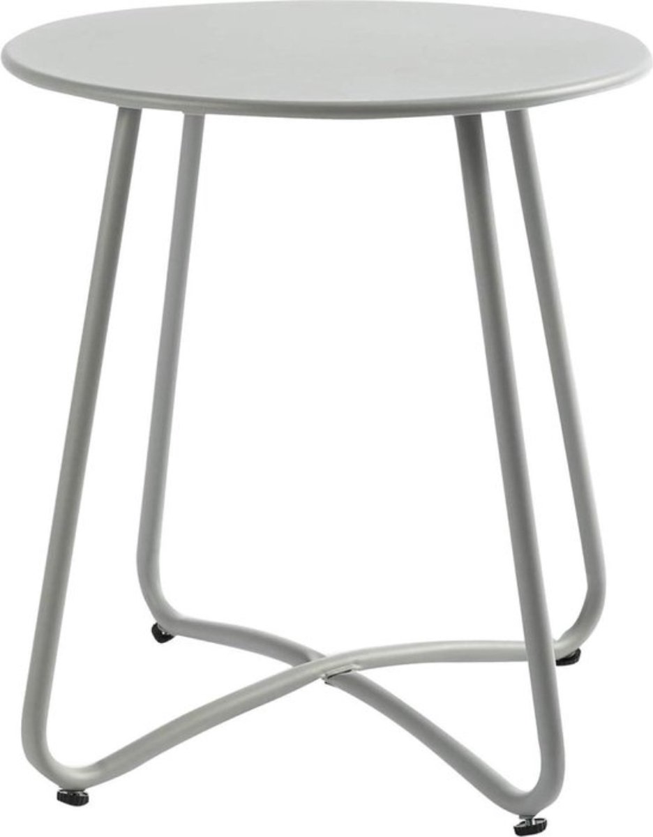 Ronde metalen bijzettafel voor terras - kleine salontafel voor tuin en woonkamer in grijs Garden table