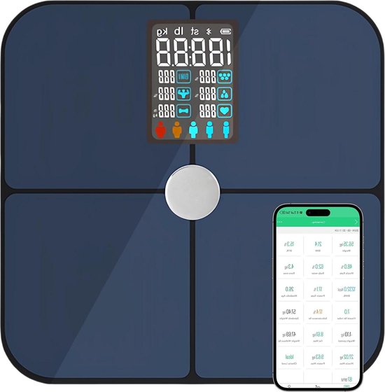 Digitale personenweegschaal met led-scherm en lichaamsanalyse - Smart ...