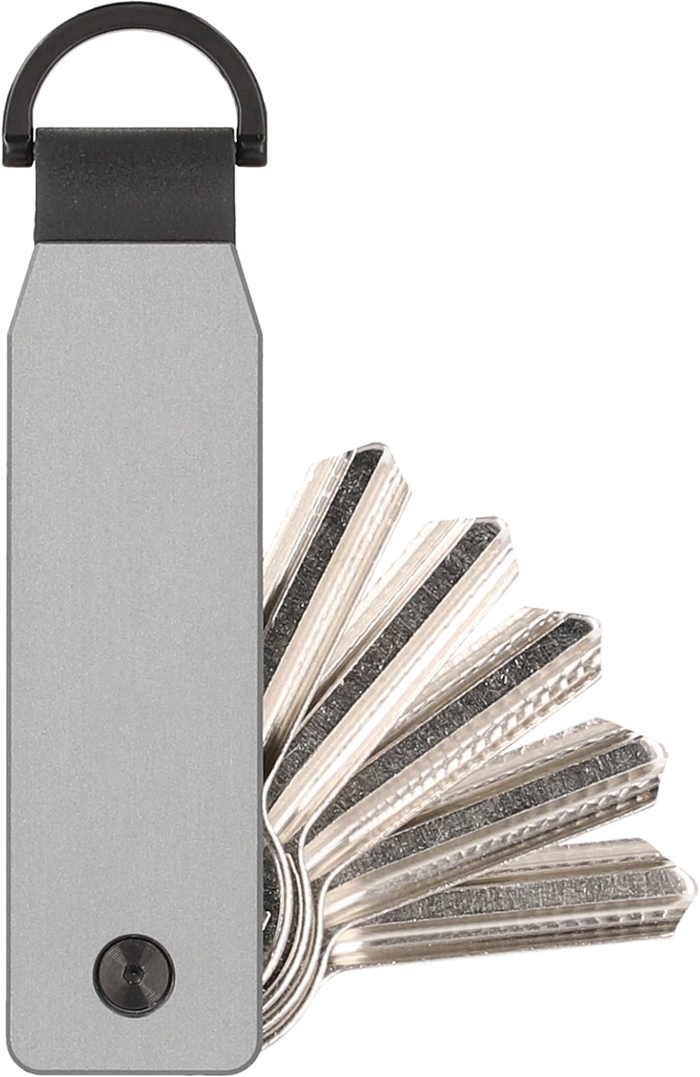 Valenta Key Organizer Aluminium Grijs – Robuuste Sleutelhouder voor Maximaal dunne 6 Sleutels – Inclusief D-ring voor Autosleutel, Bevestigingsclip en Minischroevendraaier – Voorkom Bungelende Sleutels