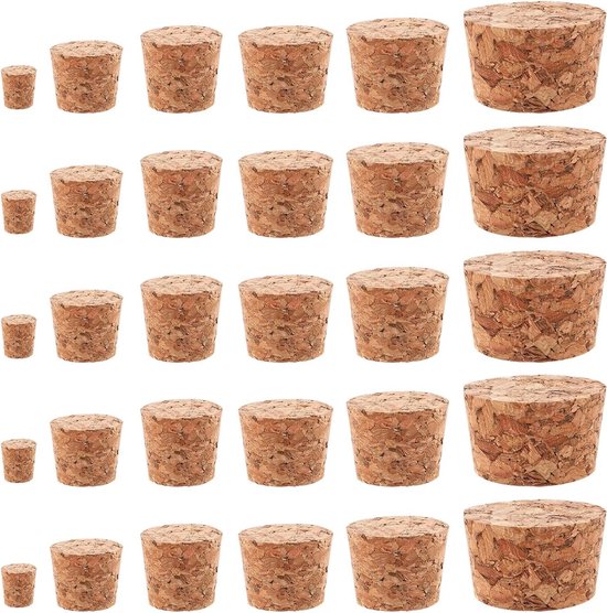 INCREWAY 2 stuks taps toelopende kurkstoppen, kurkstoppen, vervangende kurken voor wijnflessen en glazen flessen, 100 x 85 x 30 mm