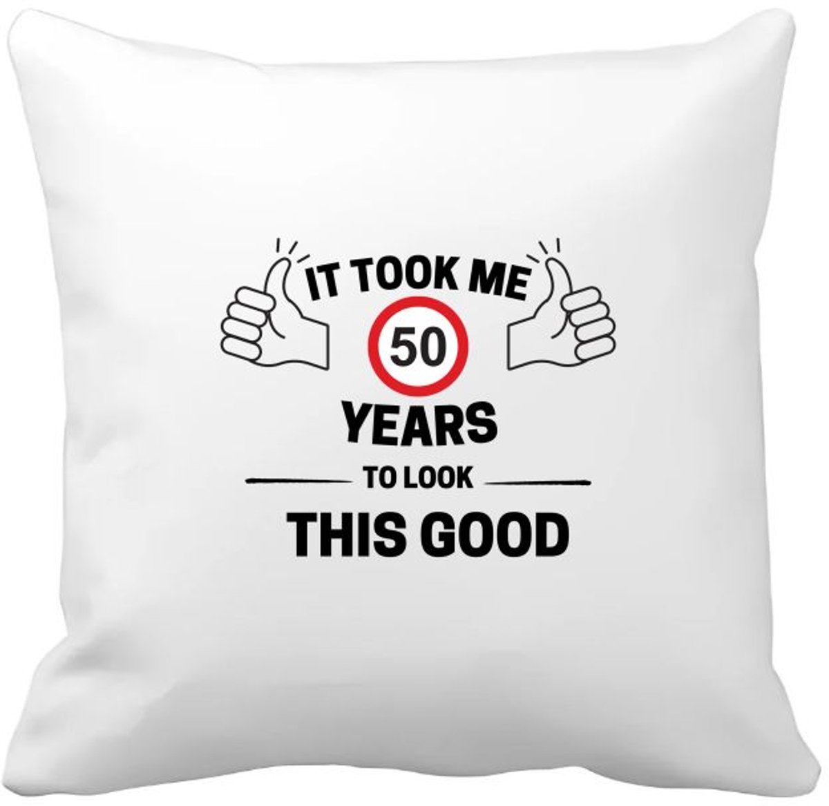 Akyol hoera 50 jaar Kussen hoes - Verjaardag cadeau - papa - mama - collega - grappige tekst - 40 bij 40 cm Multicolor