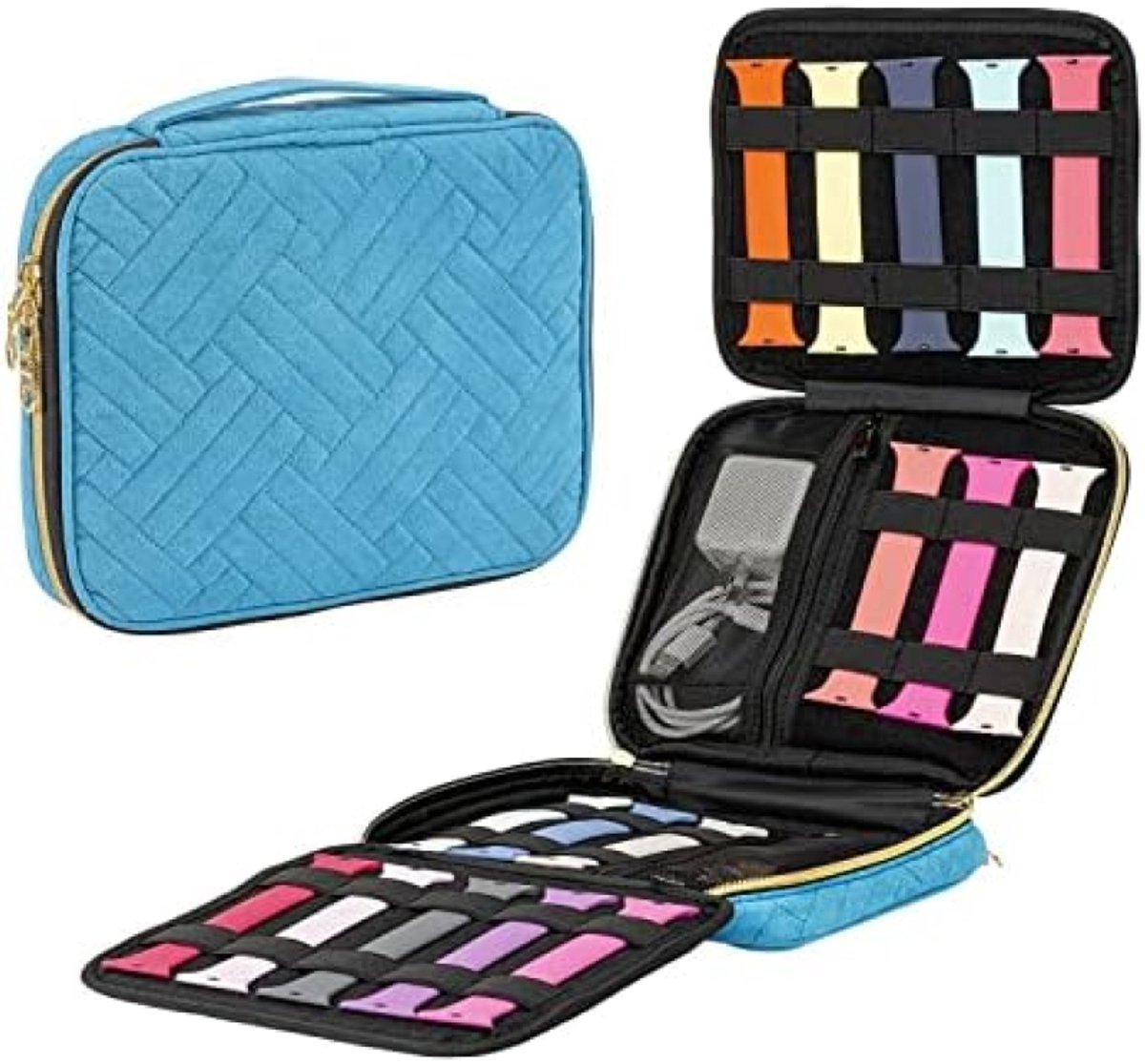 Selbro ® Uitbreidbare Horlogeband-Organizertas voor 26 Horlogebanden, Reiszakje voor Dames en Heren (Blauw)