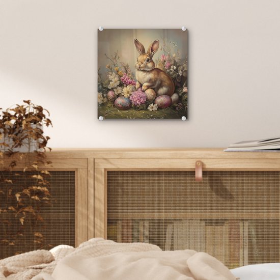 MuchoWow® Peinture sur verre 20x20 cm - Peinture sur verre acrylique - Haas - Nature morte - Fleurs - Photo sur verre - Décoration murale salon - Décoration murale chambre - Peintures