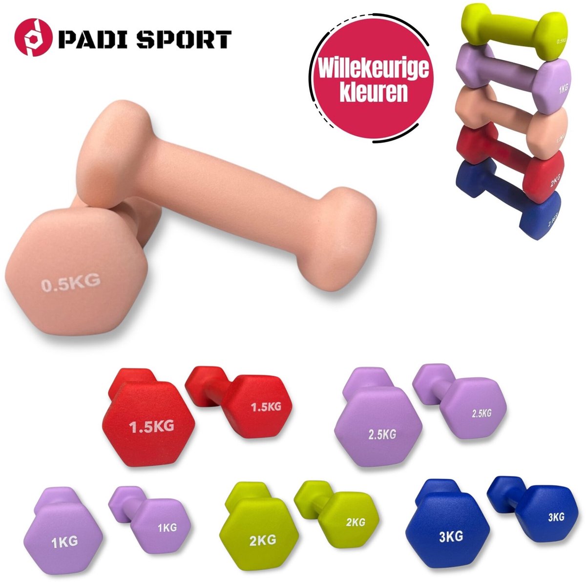 dumbell set 0.5 1 1.5 2 2.5 3 kg - fitness - gewicht - set - 2x0.5kg 2x1kg 2x1.5kg 2x2kg 2x2.5kg 2x3kg