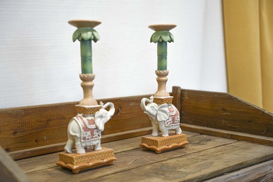 Bougeoir Bougeoir Éléphant Polyrésine Multi 14.7x7.8x34.6cm