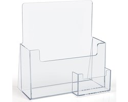 Belle Vous Plastic A5 Brochure Houder met Visitekaart Houder - Balie/ Bureau Display Standaard Rek - Literatuur, Booklets, Folder, Menu, Flyer, Magazine, Visitekaart en Pamflet Houders