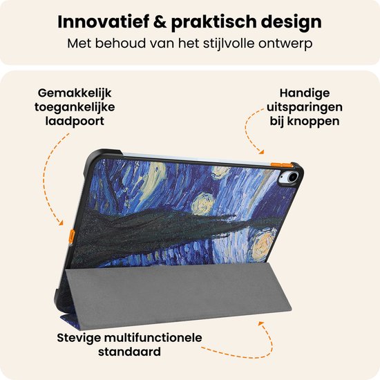 Étui pour iPad Air 2025 (11 pouces) Étui pour tablette à trois volets Étui avec protection d'écran - Étui pour iPad Air M3 (11 pouces) Étui à Hardcover - Ciel étoilé