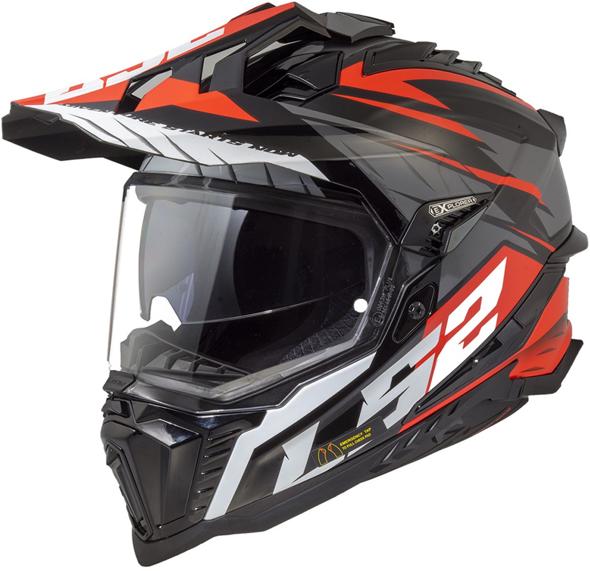LS2 Helm Explorer Spire MX701 mat zwart / rood maat XL