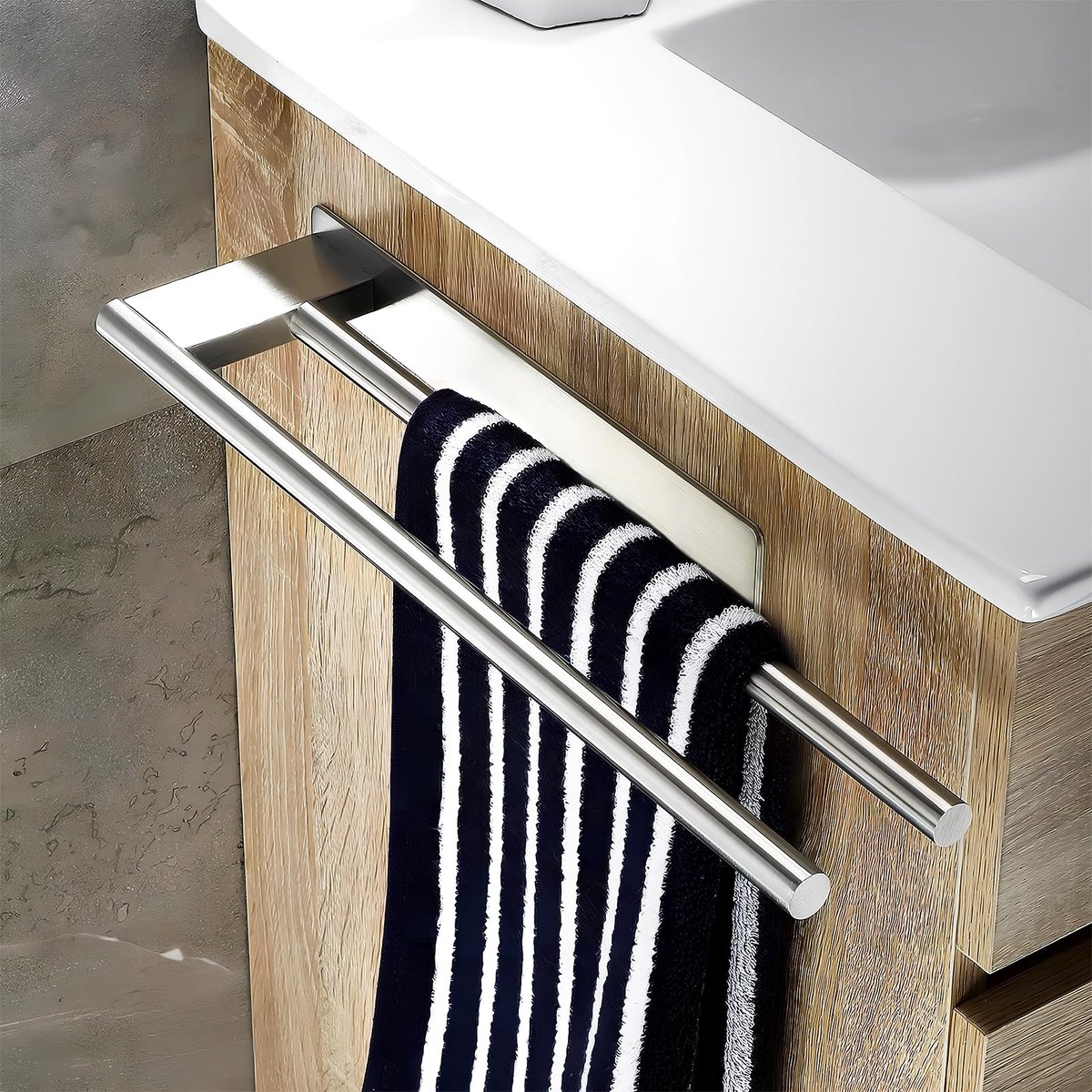 My Ninki ® Praktische Dubbele Zelfklevende Handdoekhouder van Roestvrij Staal voor Moderne Badkamerinrichting