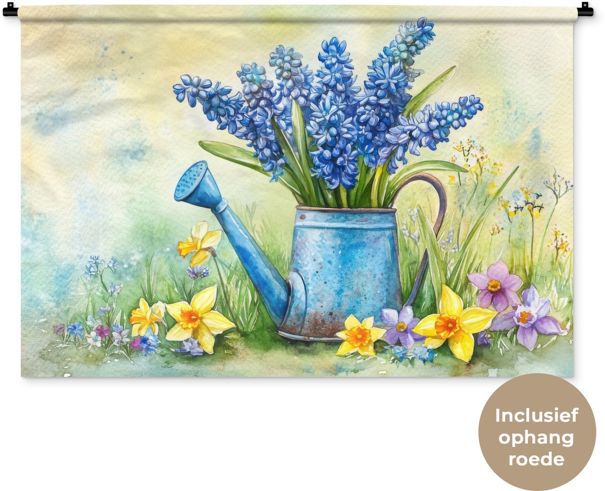 Wandkleed 150x100 cm - Wanddoek Gieter - Lavendel - Bloesems - Wandtapijt - Wandkleden