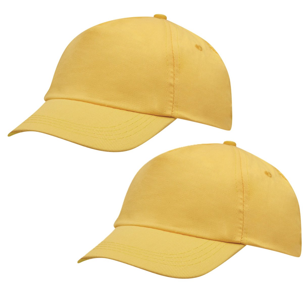 Baseballcap / pet Outdoor - 10x - 5 panels - geel - volwassenen - klittenbandsluiting - katoen