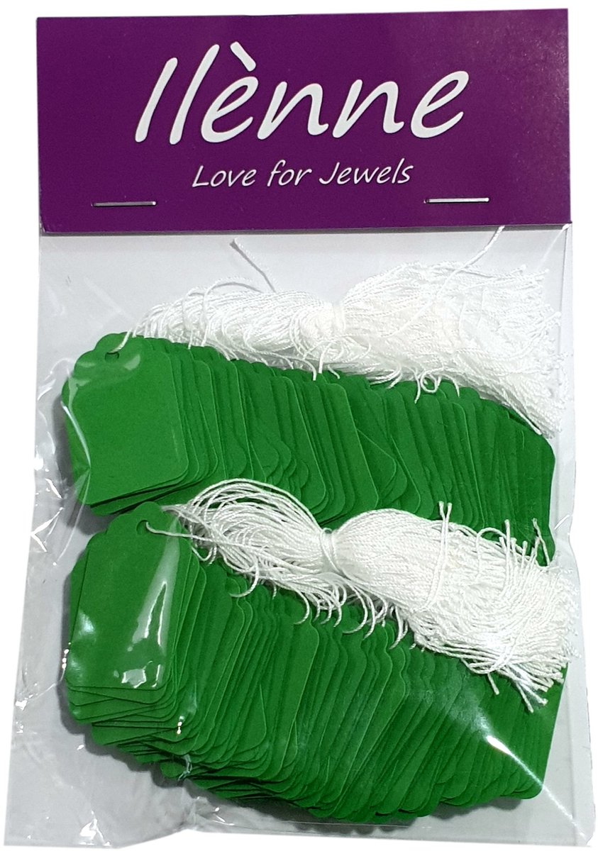 Ilènne - Kleine prijskaartjes met koord - 22x35 mm - 200 stuks - Groen - prijslabels - draadetiketten - hangetiket gekleurd