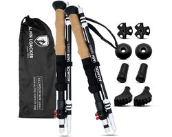 Alpin Loacker Vouwbare Aluminium Trekkingstokken Verstelbaar met Korkgriff 115-135 cm - Lichtgewicht Nordic Walking Stokken met Accessoires en Tas - Trekking, Nordic Walking, Outdoor