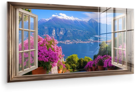 MuchoWow® Peinture sur verre 40x20 cm - Peinture sur verre acrylique - Vue - Berg - Paysage - Vue - Lac - Photo sur verre - Décoration murale salon - Décoration murale chambre - Peintures