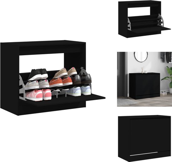 Schoenenkast 70x36x60 cm bewerkt hout zwart kopen