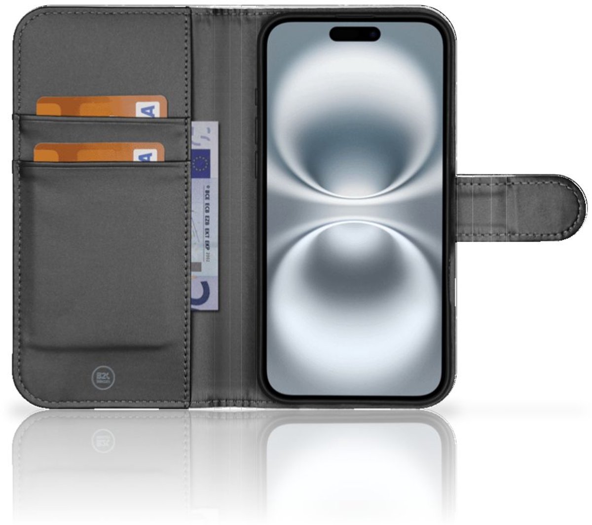 iPhone 16 Bookcase Marmer Zwart - Origineel Cadeau Vader