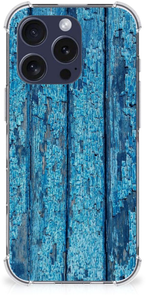iPhone 16 Pro Max Stevig Telefoonhoesje Wood Blue
