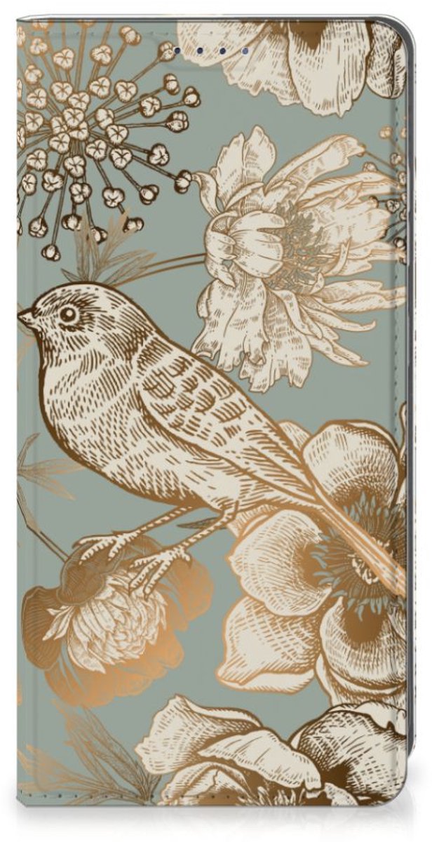 Smart Cover voor Samsung Galaxy S25 Vintage Bird Flowers
