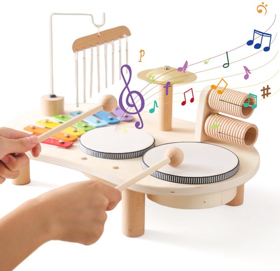Speeltafel Baby - Muziektafel - Activiteiten tafel - Houten Speelgoed 1 jaar - Muziekinstrumenten - Speelgoedinstrument - Montessori - Educatief - Speeltafel voor kinderen - Speelgoed 1 jaar, 2 jaar en 3 jaar - Kidsdouche