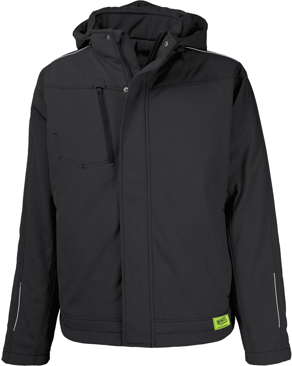 TMG KULT WORKER SOFTSHELL WINTER Softshell Werkjas HEREN Veiligheidsjas Zwart - Winddicht - 3M Reflecterend - Wintervoering