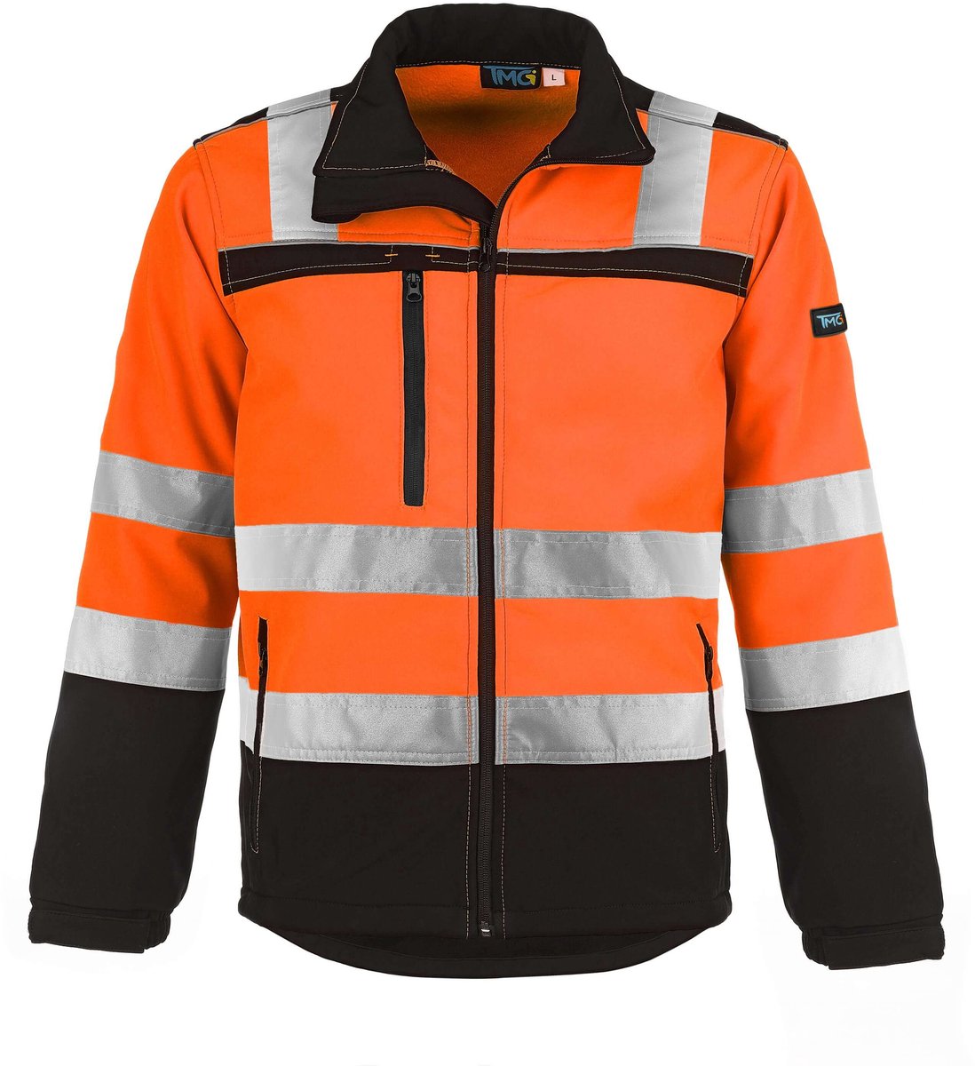 TMG NIGHT REFLEX Hi Vis Reflecterend Softshell Werkjas HEREN Veiligheidsjas Oranje - Winddicht - 3M Reflecterend - Ademend