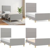 vidaXL Cadre de lit sans matelas 90x200 cm tissu gris clair - Cadre de lit Met Hoofdeinde - Cadres de lit Met Hoofdeindes - Lit - Meuble de couchage