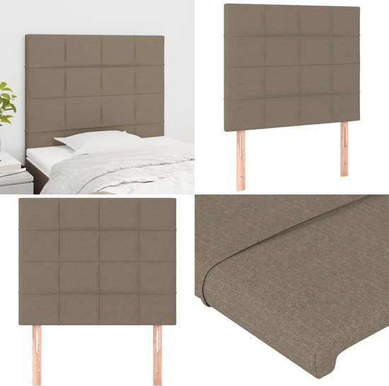 vidaXL Hoofdborden 2 st 100x5x78/88 cm stof crèmekleurig - Hoofdbord